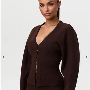 Naked Wardrobe KNIT V-NECK RHINESTONE CARDIGAN